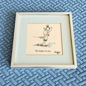 Vintage 'The Water Skiers' Signed Lithography  Art Print Framed 1977